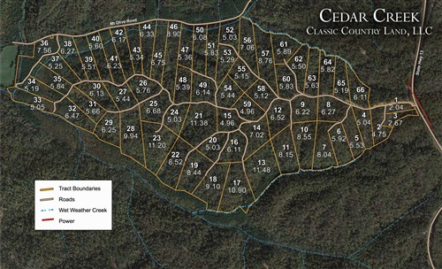 Tract layout map for Cedar Creek Tract 59 in Perry County, Tennessee