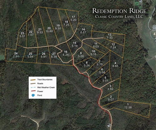 Tract layout map for Redemption Ridge Tract 10 in Wayne County, Tennessee